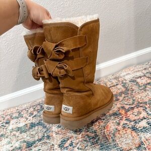 UGG Allegra Bow Tall Suede Chestnut Boots